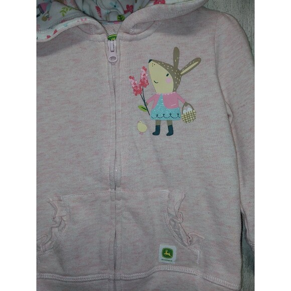 John Deere Girls 18 Mo.s Pink Full Zip Hoodie - Picture 2 of 6